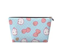 Borsa per il trucco con stampa di fragole con personaggio dei cartoni animati per le donne borsa da toilette da viaggio in pelle impermeabile per articoli da toeletta borsa, Argento, Taglia unica