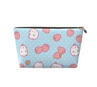 Borsa per il trucco con stampa di fragole con personaggio dei cartoni animati per le donne borsa da toilette da viaggio in pelle impermeabile per articoli da toeletta borsa, Oro, Taglia unica, Beauty