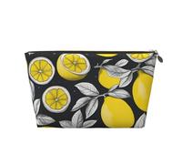 Borsa per il trucco con stampa di frutta limone per donna borsa da toilette da viaggio in pelle impermeabile per articoli da toeletta borsa cosmetica, Oro, Taglia unica, Beauty case