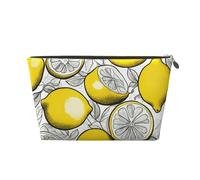 Borsa per il trucco con stampa di frutta limone per donna borsa da toilette da viaggio in pelle impermeabile per articoli da toeletta borsa cosmetica, Oro, Taglia unica, Beauty case