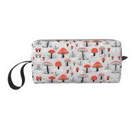 Borsa per il trucco con stampa di funghi in stile cartone animato, borsa per cosmetici resistente, borsa da viaggio per il trucco, regalo essenziale per donne e uomini, bianco, Taglia unica