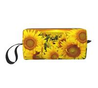 Borsa per il trucco con stampa di girasole 1, borsa per cosmetici resistente, borsa da viaggio per il trucco, regalo essenziale per donne e uomini, bianco, Taglia unica