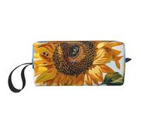 Borsa per il trucco con stampa di girasoli semplice da viaggio borsa cosmetica impermeabile borsa da toilette organizer per donne mamme ragazze