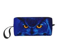 Borsa per il trucco con stampa di gufo blu, borsa per cosmetici resistente, borsa da viaggio per il trucco, regalo essenziale per donne e uomini, bianco, Taglia unica