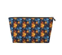 Borsa per il trucco con stampa di leone rosso e blu, borsa cosmetica da viaggio per donne, borsa da toilette in pelle carina organizer per trucco