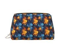 Borsa per il trucco con stampa di leone rosso e blu, borse per cosmetici da viaggio per donne, custodia per trucco in pelle di grande capacità, organizer per trucchi, graziosa custodia per trucchi