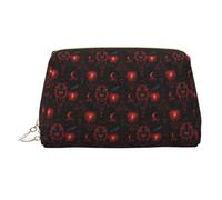 Borsa per il trucco con stampa di leone rosso scuro e nero, borse per cosmetici da viaggio per donne, custodia per trucco in pelle di grande capacità, organizer per trucchi, graziosa custodia per