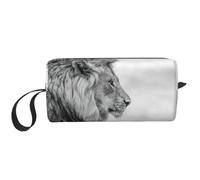 Borsa per il trucco con stampa di leone selvatico, borsa per cosmetici resistente, borsa da viaggio per il trucco, regalo essenziale per donne e uomini, bianco, Taglia unica