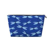 Borsa per il trucco con stampa di libellula blu, borsa per cosmetici da viaggio borsa per il trucco da donna, borsa per il trucco in pelle, borsa per il trucco carina, Argento, Taglia unica