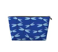 Borsa per il trucco con stampa di libellula blu, borsa per cosmetici da viaggio borsa per il trucco da donna, borsa per il trucco in pelle, borsa per il trucco carina, Oro, Taglia unica