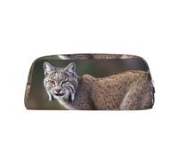 Borsa per il trucco con stampa di lince selvatica, borsa da viaggio per articoli da toilette, astuccio grande per matite per uomo e donna, portamonete in pelle con cerniera.