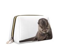 Borsa per il trucco con stampa di lontra animale carino borsa da toilette versatile borsa cosmetica di grande capacità per le donne, bianco, Taglia unica, Beauty case