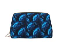 Borsa per il trucco con stampa di lupo blu fulmine, borse per cosmetici da viaggio da donna, custodia per trucco in pelle di grande capacità, organizer per trucchi, graziosa custodia per trucchi