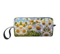 Borsa per il trucco con stampa di margherite bianche selvatiche, borsa per cosmetici resistente, borsa da viaggio per il trucco, regalo essenziale per donne e uomini, bianco, Taglia unica