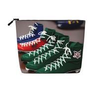 Borsa per il trucco con stampa di merletti di football americano carino borsa cosmetica per le donne sacchetto di trucco borsa da viaggio per signora, Nero , Taglia unica