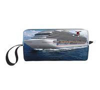 Borsa per il trucco con stampa di navi da crociera, borsa per cosmetici resistente, borsa da viaggio per il trucco, regalo essenziale per donne e uomini, bianco, Taglia unica
