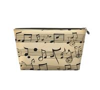 Borsa per il trucco con stampa di note musicali per le donne borsa da toilette da viaggio in pelle impermeabile per articoli da toeletta borsa cosmetica, Oro, Taglia unica, Beauty case