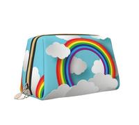 Borsa per il trucco con stampa di nuvole arcobaleno in stile fumetto borsa da toilette versatile borsa cosmetica di grande capacità per le donne, bianco, Taglia unica, Beauty case