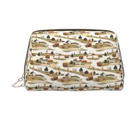 Borsa per il trucco con stampa di paesaggi rurali, borse cosmetiche da viaggio borse da toilette per donne, custodia per trucco in pelle di grande capacità, organizer per trucchi, graziosa custodia