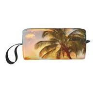 Borsa per il trucco con stampa di palme tropicali e tramonto, borsa per cosmetici resistente, borsa da viaggio per il trucco, regalo essenziale per donne e uomini, bianco, Taglia unica