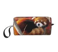 Borsa per il trucco con stampa di panda rosso, borsa per cosmetici resistente, borsa da viaggio per il trucco, regalo essenziale per donne e uomini, bianco, Taglia unica