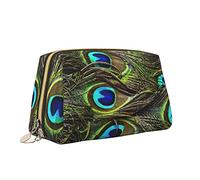 Borsa per il trucco con stampa di pavone fresco borsa da toilette versatile borsa cosmetica di grande capacità per le donne, bianco, Taglia unica, Beauty case