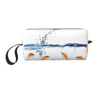 Borsa per il trucco con stampa di pesci nell'acqua, borsa per cosmetici resistente, borsa da viaggio per il trucco, regalo essenziale per donne e uomini, bianco, Taglia unica