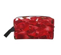 Borsa per il trucco con stampa di petali di rosa rossa, grandi borse per cosmetici da viaggio, impermeabile, borsa da toilette organizer per donne, mamme e ragazze