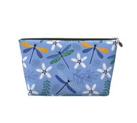 Borsa per il trucco con stampa di piante libellula, trousse da viaggio per articoli da toeletta borsa per il trucco da donna, borsa per il trucco in pelle, graziosa borsa per il trucco, Oro, Taglia