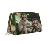 Borsa per il trucco con stampa di piccole scimmie carino Borsa da toilette versatile borsa da toilette grande capacità borsa cosmetica per le donne, bianco, Taglia unica, Beauty case