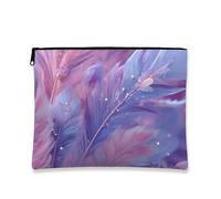Borsa per il trucco con stampa di piume, borsa da viaggio per cosmetici in stile bohémien colorata pastello per donne, organizer portatile con cerniera, borsa da toeletta regalo per viaggi nel fine