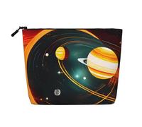 Borsa per il trucco con stampa di Saturno con sistema solare Jupiter Saturno Borsa per cosmetici da donna Borsa per trucco da viaggio Borsa da toilette per signora
