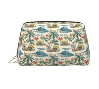 Borsa per il trucco con stampa di scena hawaiana sulla spiaggia, trousse da viaggio per donne, custodia per trucco in pelle di grande capacità, organizer per trucchi, graziosa custodia per trucchi