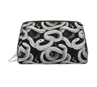 Borsa per il trucco con stampa di serpente bianco, borse per cosmetici da viaggio per donne, custodia per trucco in pelle di grande capacità, organizer per trucchi, graziosa custodia per trucchi
