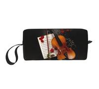 Borsa per il trucco con stampa di spartiti di violino, borsa per cosmetici resistente, borsa da viaggio per il trucco, regalo essenziale per donne e uomini, bianco, Taglia unica