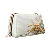 Borsa per il trucco con stampa di stelle marine, borsa da toilette versatile e portatile, borsa cosmetica di grande capacità per le donne, bianco, Taglia unica, Beauty case