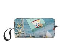 Borsa per il trucco con stampa di stelle marine e faro, borsa per cosmetici resistente, borsa da viaggio per il trucco, regalo essenziale per donne e uomini, bianco, Taglia unica