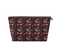 Borsa per il trucco con stampa di stivali da cowboy con teschio rosso di fuoco, borsa da viaggio per cosmetici, borsa da toilette da donna, graziosa custodia in pelle organizer per trucco