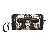 Borsa per il trucco con stampa di stregoneria magica, borsa per cosmetici resistente, borsa da viaggio per il trucco, regalo essenziale per donne e uomini, bianco, Taglia unica