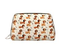 Borsa per il trucco con stampa di un cane bassotto, trousse da viaggio per articoli da toeletta da donna, custodia per trucco in pelle di grande capacità, organizer per trucchi, graziosa custodia per