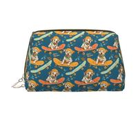 Borsa per il trucco con stampa di un cucciolo di skateboard, trousse da viaggio per articoli da toeletta da donna, grande capacità, in pelle, organizer per trucchi, grazioso astuccio per trucchi