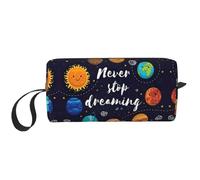 Borsa per il trucco con stampa di un pianeta, borsa per cosmetici resistente, borsa da viaggio per il trucco, regalo essenziale per donne e uomini, bianco, Taglia unica