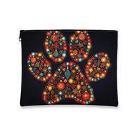 Borsa per il trucco con stampa di zampa scintillante, borsa da viaggio per cosmetici con glitter colorati per donne, organizer portatile con cerniera, borsa da toilette per la cura della pelle delle