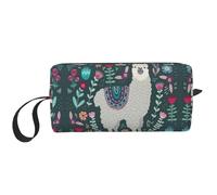 Borsa per il trucco con stampa floreale con lama carina, borsa per cosmetici resistente, borsa da viaggio per il trucco, regalo essenziale per donne e uomini, bianco, Taglia unica