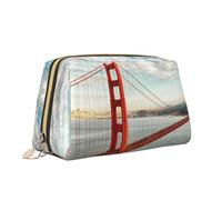 Borsa per il trucco con stampa Golden Gate Bridge, borsa da toilette versatile e portatile, borsa cosmetica di grande capacità per le donne, bianco, Taglia unica, Beauty case