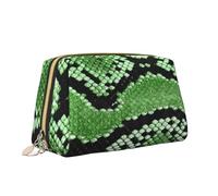 Borsa per il trucco con stampa in pelle di serpente verde borsa da toilette versatile borsa cosmetica di grande capacità per le donne, bianco, Taglia unica, Beauty case
