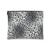 Borsa per il trucco con stampa leopardata, elegante astuccio da viaggio floreale per donne, organizer portatile in tela con cerniera, borsa per la cura della pelle quotidiana, Nero, 7x9 Inch, Leopardo