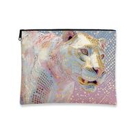 Borsa per il trucco con stampa leopardata, elegante astuccio da viaggio per cosmetici, da donna, portatile, in tela, con cerniera, design selvaggio, borsa da toilette regalo per la cura della pelle