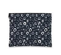 Borsa per il trucco con stampa leopardata, elegante e moderna, borsa da viaggio per donne, organizer portatile in tela con cerniera, perfetta per l'inverno e le vacanze, nero, 7x9 Inch, Leopardo