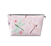 Borsa per il trucco con stampa libellula dipinta a mano per le donne borsa da toilette da viaggio in pelle impermeabile per articoli da toeletta borsa cosmetica, Argento, Taglia unica, Beauty case